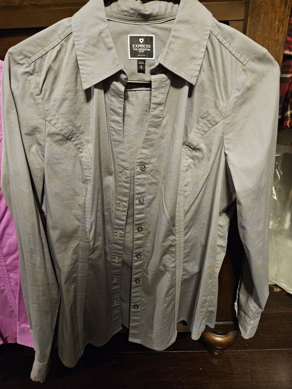 Express Purple Button-Down Shirt - Picture 2 of 4